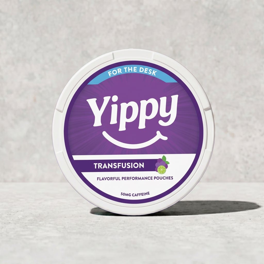 Yippy Transfusion For The Desk tin with grape and lime styling