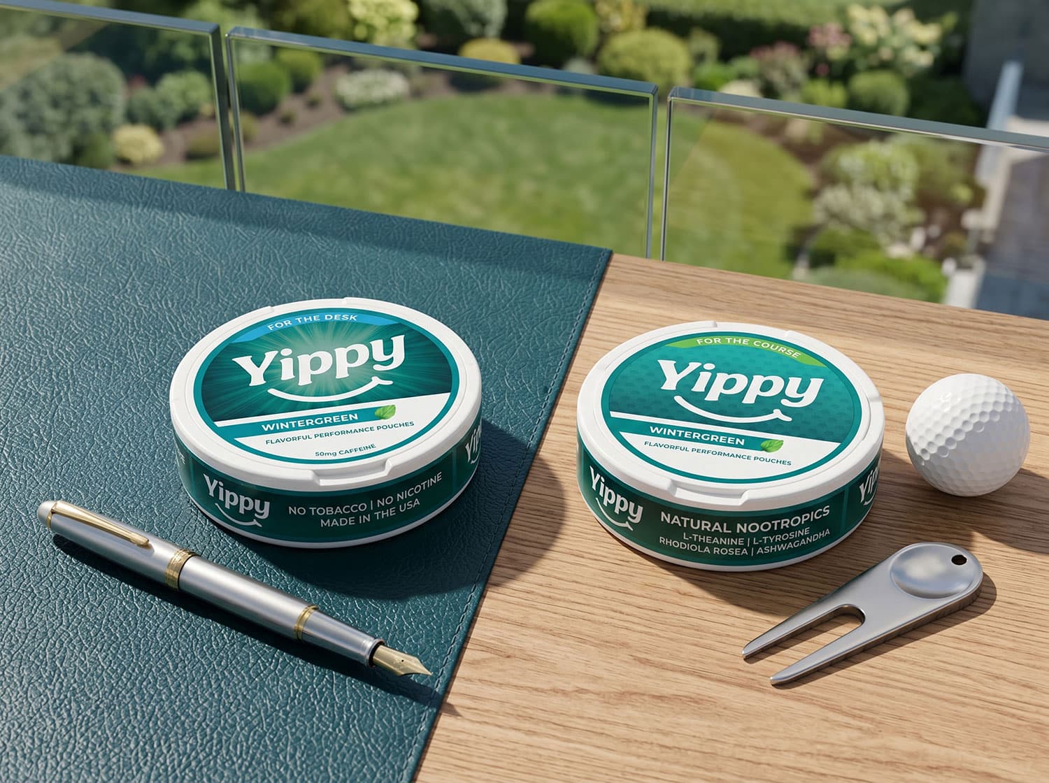 Yippy For The Desk and For The Course Wintergreen tins side by side