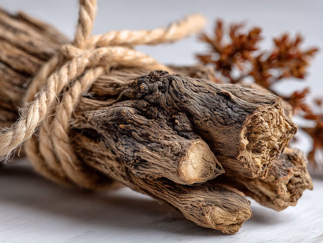 Dried ashwagandha roots